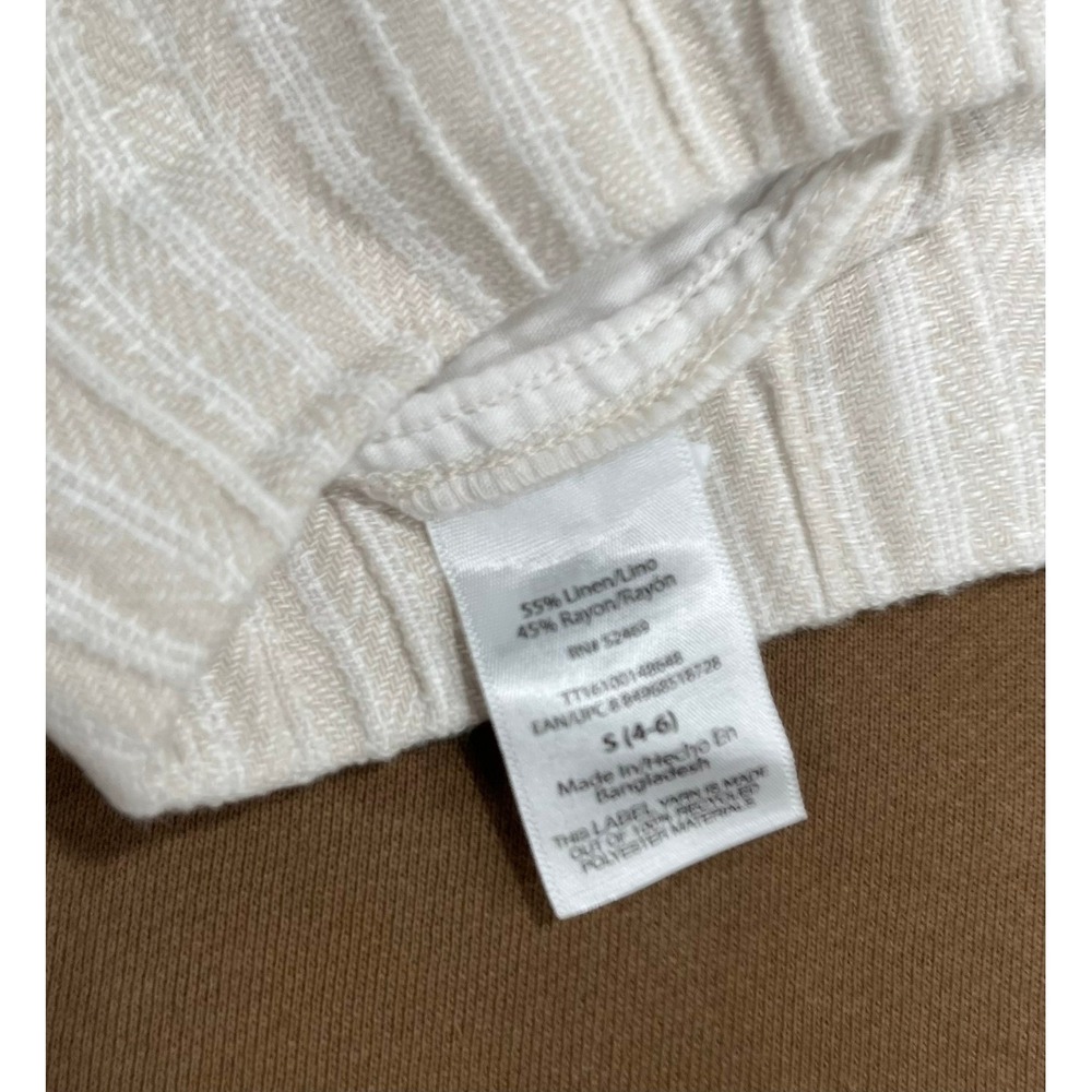 Women's‎ Beige Striped Linen Blend Pull On Shorts Size S Relaxed Fit - Picture 2 of 4